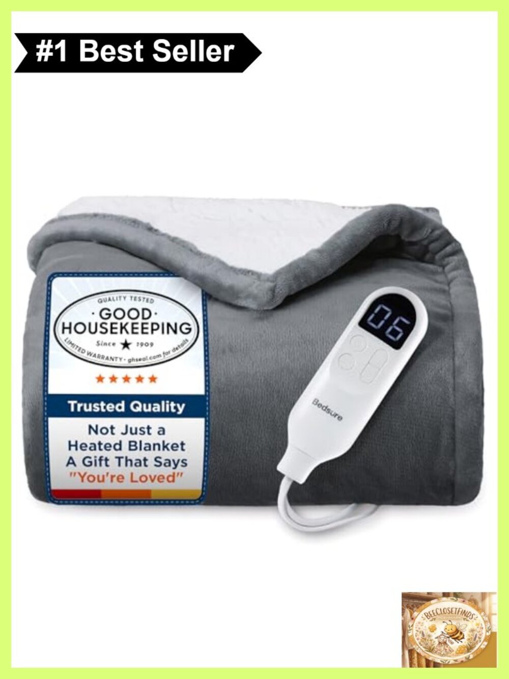 Heated Blanket Throw Preheat Fast Heating Flannel Sherpa 50x60